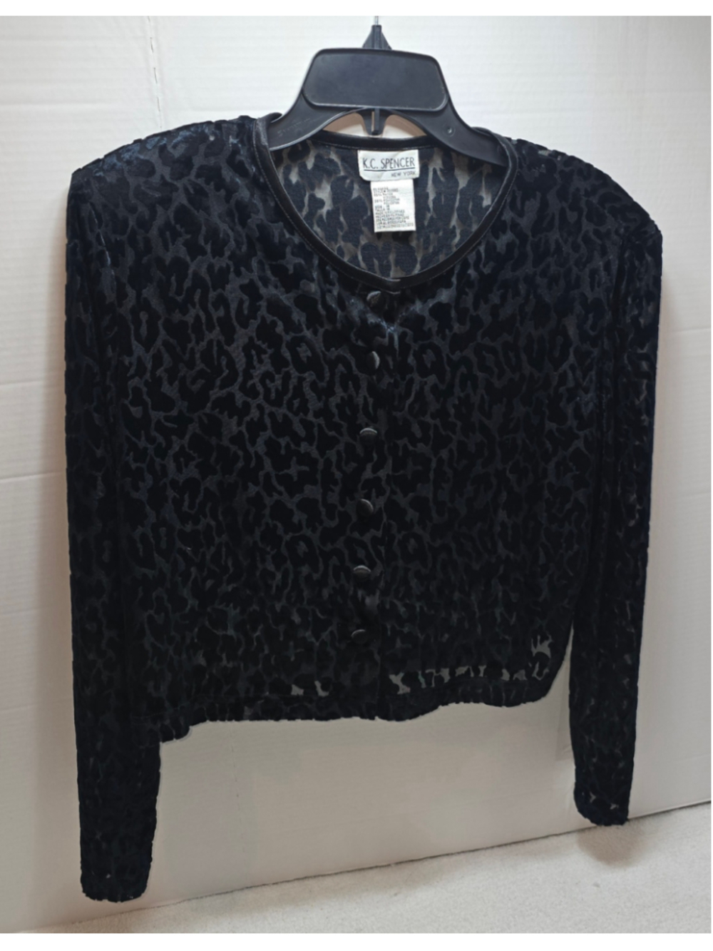 Women's K.C. Spencer Black Animal Print Cardigan Size 16